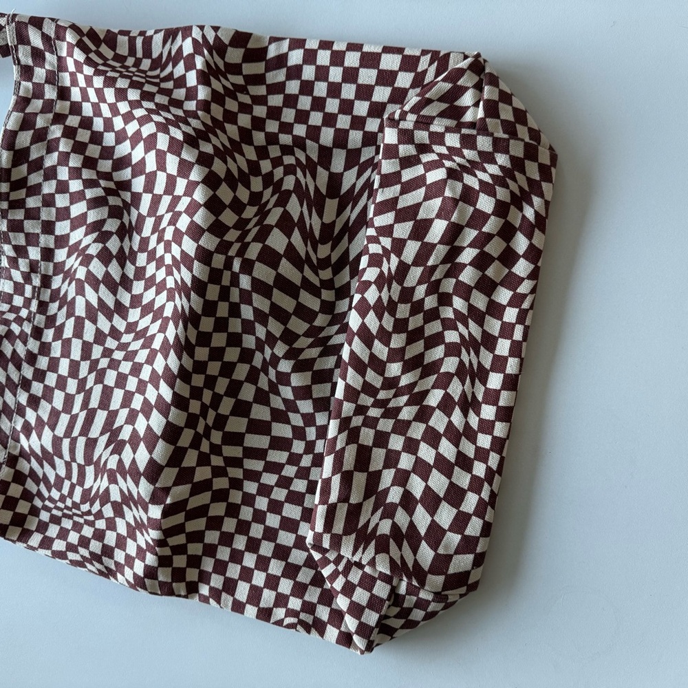 Baggu Canvas Duck Bag Maroon Trippy Checker - Picture 6 of 9